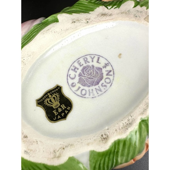 Vintage Ceramic Easter Egg Trinket Box Candy Dish By Cheryl Johnson E & R Japan - Picture 5 of 10